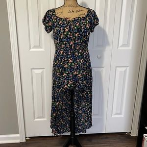 Everly Black Floral Romper with Skirt Overlay